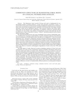 Community Structure of Pleistocene Coral Reefs of Curacë Ao, Netherlands Antilles