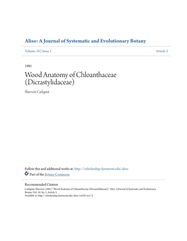 Wood Anatomy of Chloanthaceae (Dicrastylidaceae) Sherwin Carlquist