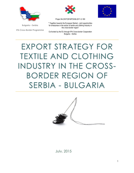 Export Strategy for Textile and Clothing Industry in the Cross- Border Region of Serbia - Bulgaria