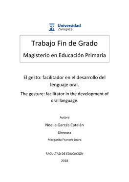 Facilitador En El Desarrollo Del Lenguaje Oral. the Gesture: Facilitator in the Development of Oral Language