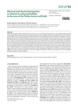 Physical and Chemical Properties in Relation to Soil Permeability in the Area of the Velika Gorica Well Fi