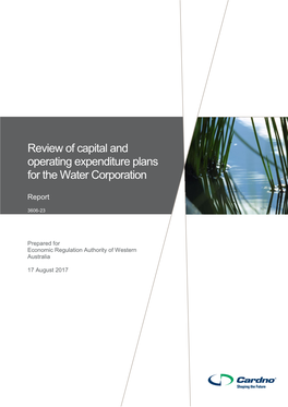 Review of Capital and Operating Expenditure Plans for the Water Corporation