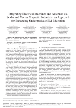 Integrating Electrical Machines and Antennas Via Scalar and Vector Magnetic Potentials; an Approach for Enhancing Undergraduate EM Education