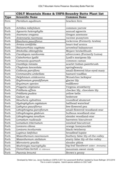 CDLT Mountain Home & USFS-Boundry Butte Plant List