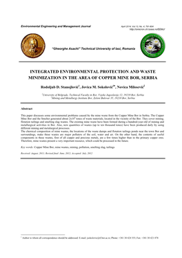 Integrated Environmental Protection and Waste Minimization in the Area of Copper Mine Bor, Serbia