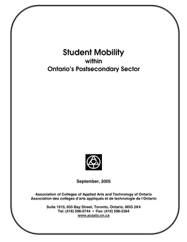 Student Mobility Within Ontario’S Postsecondary Sector