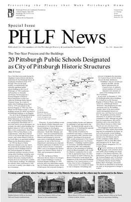 20 Pittsburgh Public Schools Designated As City of Pittsburgh Historic Structures Albert M