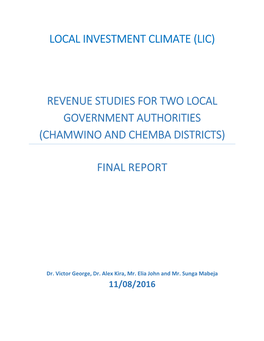 Chamwino and Chemba Districts)