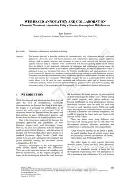 WEB-BASED ANNOTATION and COLLABORATION Electronic Document Annotation Using a Standards-Compliant Web Browser