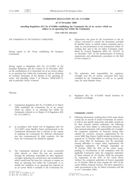 No 1131/2008 of 14 November 2008 Amending Regulation (EC)