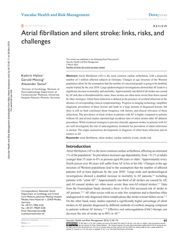 Atrial Fibrillation and Silent Stroke: Links, Risks, and Challenges