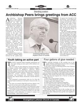 Archbishop Peers Brings Greetings From