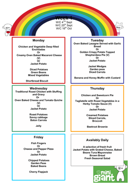 Redoaks Menu Autumn Term 1 2017