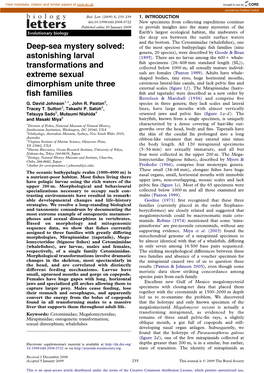 Deep-Sea Mystery Solved: Astonishing Larval Transformations and Extreme