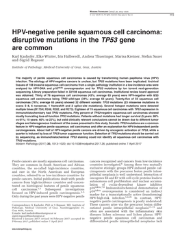 HPV-Negative Penile Squamous Cell Carcinoma