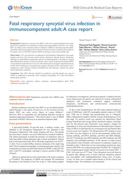 Fatal Respiratory Syncytial Virus Infection in Immunocompetent Adult: a Case Report