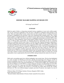 Seismic Hazard Mapping of Delhi City