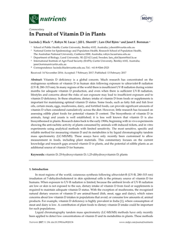In Pursuit of Vitamin D in Plants