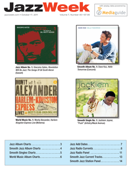Jazzweek with Airplay Data Powered by Jazzweek.Com • October 17, 2011 Volume 7, Number 45 • $7.95