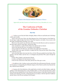 The Confession of Faith of the Genuine Orthodox Christian