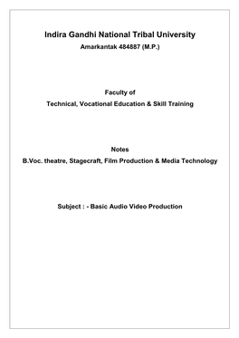 Indira Gandhi National Tribal University Amarkantak 484887 (M.P.)