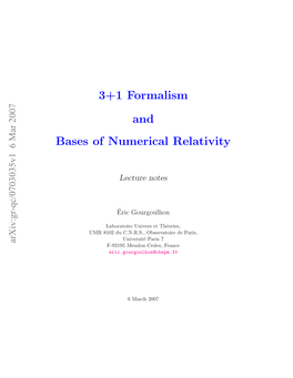 3+1 Formalism and Bases of Numerical Relativity