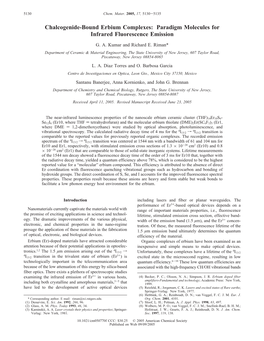 Chalcogenide-Bound Erbium Complexes: Paradigm Molecules for Infrared Fluorescence Emission