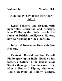 Volume 14 Number 004 Kim Philby
