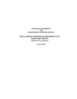 THE CATHOLIC DIOCESE of JEFFERSON CITY CHANCERY OFFICE Jefferson City, Missouri