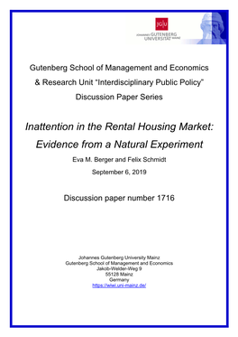 Inattention in the Rental Housing Market: Evidence from a Natural Experiment