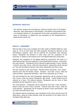 Results Factsheet Indicator Tra05: Time-Distance