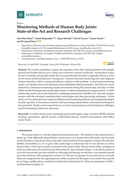 Monitoring Methods of Human Body Joints: State-Of-The-Art and Research Challenges