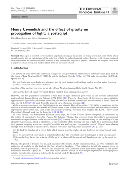 Henry Cavendish and the Effect of Gravity on Propagation of Light
