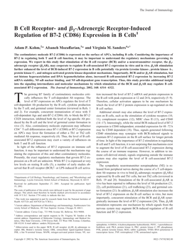 Expression in B Cells Receptor-Induced Regulation of B7-2