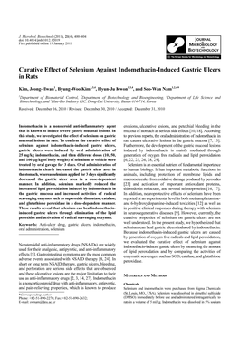 Curative Effect of Selenium Against Indomethacin-Induced Gastric Ulcers in Rats