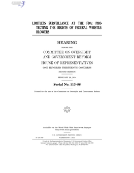 Limitless Surveillance at the Fda: Pro- Tecting the Rights of Federal Whistle- Blowers