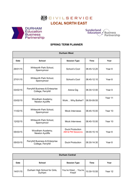 Spring Term 2015 Planner