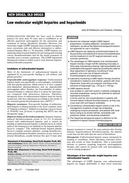 Low Molecular Weight Heparins and Heparinoids