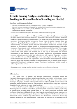 Remote Sensing Analyses on Sentinel-2 Images: Looking for Roman Roads in Srem Region (Serbia)