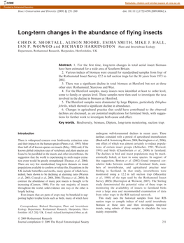 Long‐Term Changes in the Abundance of Flying Insects