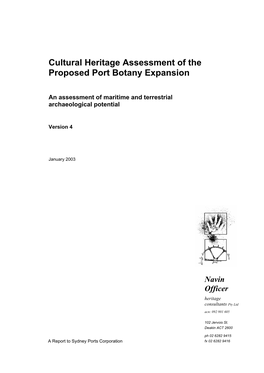 Cultural Heritage Assessment of the Proposed Port Botany Expansion