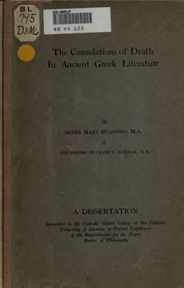 The Consolations of Death in Ancient Greek Literature
