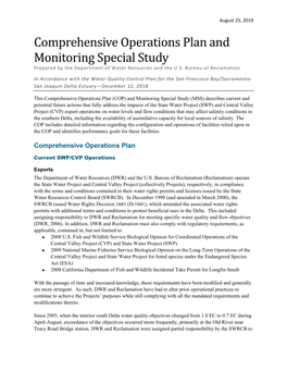 Comprehensive Operations Plan and Monitoring Special Study Prepared by the Department of Water Resources and the U.S