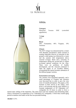 50% Vermentino, 40% Viognier, 10% Ansonica the 2015 Vintage Was