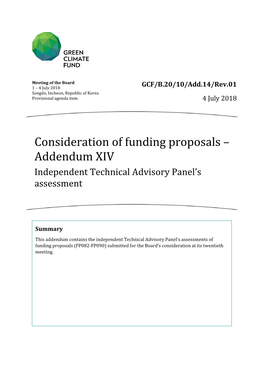 Consideration of Funding Proposals – Addendum