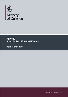 JSP 660 Sport in the UK Armed Forces Part 1
