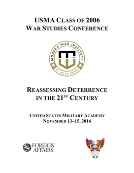 Usma Class of 2006 War Studies Conference Reassessing Deterrence in the 21St Century