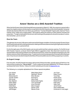 Actors' Stories Are a SAG Awards® Tradition