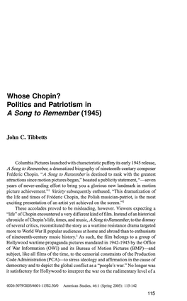 Whose Chopin? Politics and Patriotism in a Song to Remember (1945)