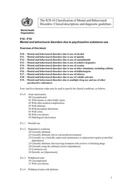 The ICD-10 Classification of Mental and Behavioural Disorders: Clinical Descriptions and Diagnostic Guidelines